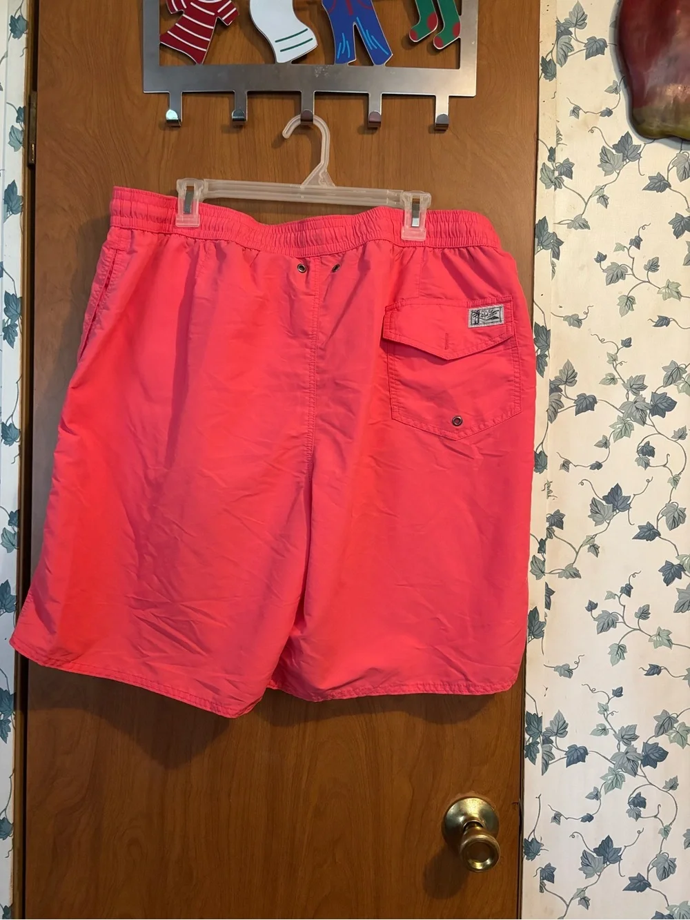 0-1 Polo by Ralph Lauren Coral-Pink Drawstring Swim Trunks